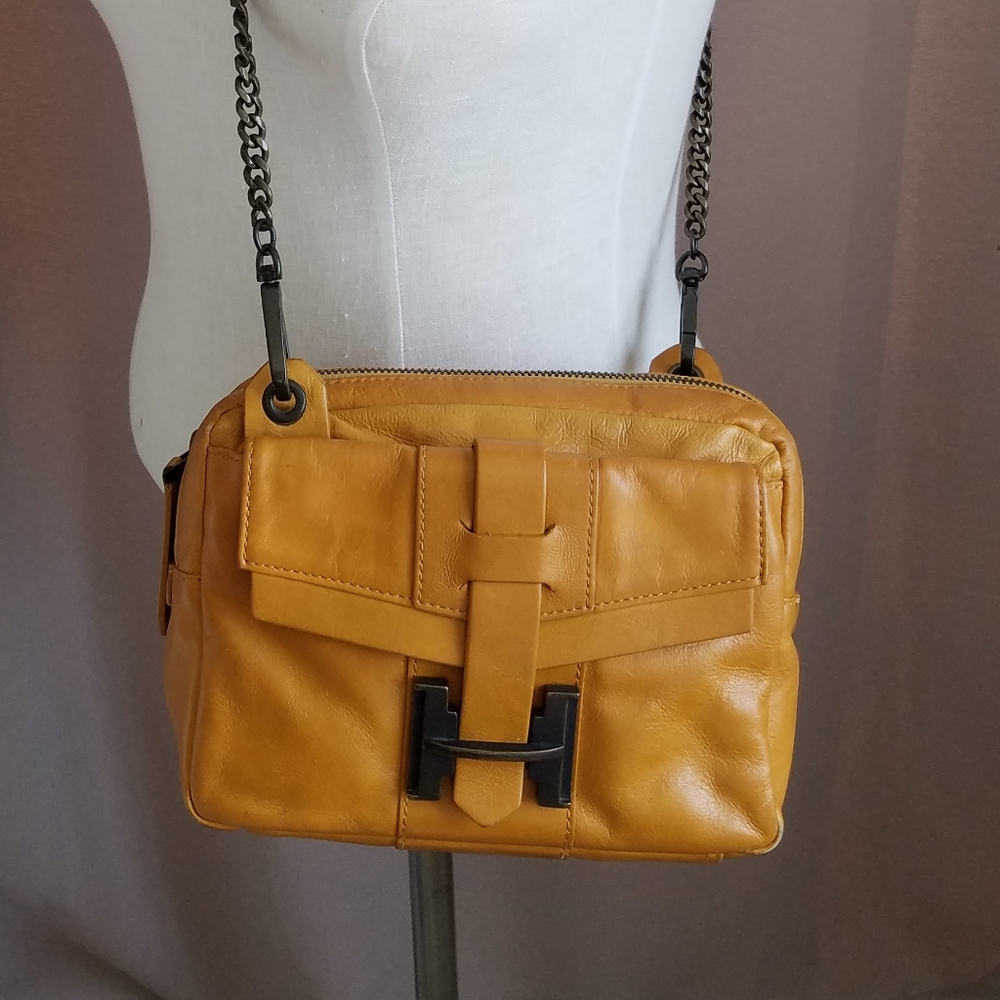 Mustard Yellow Halston Heritage Leather Crossbody